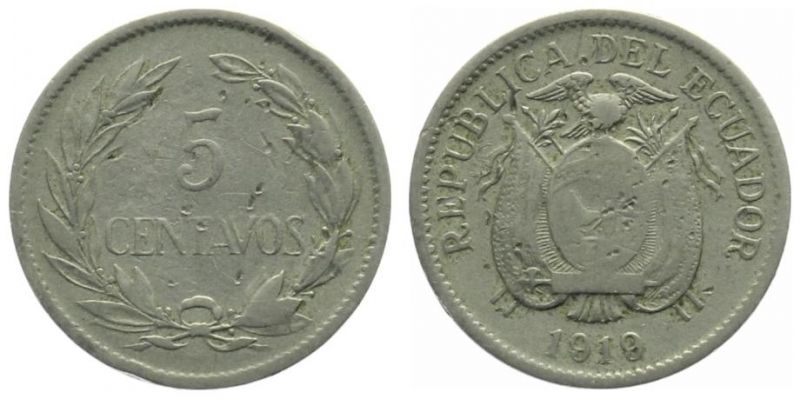 Ecuador 5 Centavos 1919